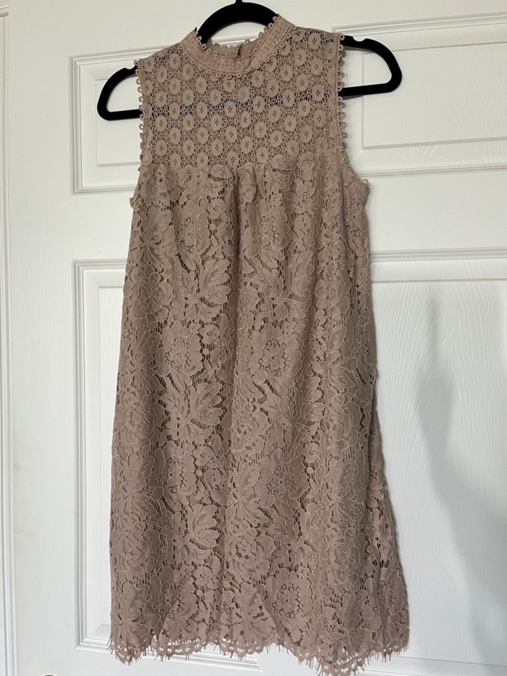 Xhilaration Taupe Floral Lace High-Neck Mini Dress - Size XS